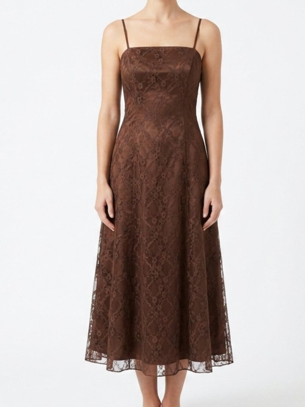 Bella Formals "Chocolate" Lace Tea Length Bridesmaid/Cocktail Dress NEW- Sz. 8